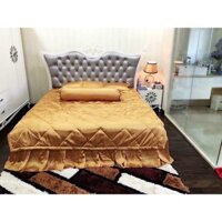 Bộ chăn ga gối đệm phi lụa vàng kim (ga phủ) 1,6mx2m