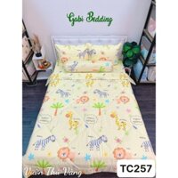 Bộ Chăn Ga Gối Drap Giường Lụa Tencel 60s - Vườn Thú Vàng, Chống nhăn - kháng khuẩn - mềm mịn mát