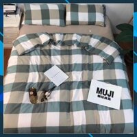 Bộ Chăn Ga Gối - Drap Giường Vải Đũi Của Nhà Máy Muji Gồm 4 Món