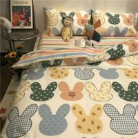 Bộ chăn ga gối ga giường cotton poly Hàn Quốc mẫu thỏ cute mới nhất - Ngân Khánh Bedding drap giường