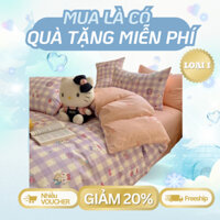 Bộ chăn ga gối Hello Kitty cho bé yêu 100% cotton, kèm 1 gấu bông [Hàng loại 1]