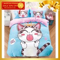 Bộ Chăn Ga Gối Kèm Vỏ Gối Ôm Cotton POLY SET 5 MÓN PL17 [ Tặng Tranh Canvas Để Bàn ] ]