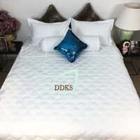 Bộ chăn ga gối khách sạn Riotex, chăn ga cotton chất liệu vải cvc T300 trắng trơn size: 1m6/m8/2m2 x 2m nệm cao 5cm-27