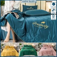 Bộ chăn ga gối lụa cao cấp dreamcity chăn trần bông, ga trải giường 4 món phủ / chun 1m6 1m8 2m 2m2 1m6x2m 1m8x2m 2mx2m2