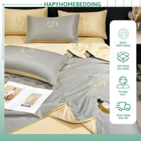 Bộ chăn ga gối Lụa  chăn trần bông, bộ ga giường lụa cao cấp 4 món{ ga phủ/bo chun} mẫu mới 2023