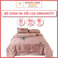 Bộ chăn ga gối Lụa dreamcity chăn trần bông, bộ ga giường lụa cao cấp 4 món phủ / chun, 1m 1m2 1m4 1m5 1m6 1m8 2mx2m 2m2
