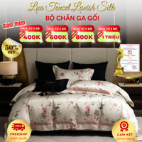 Bộ Chăn Ga Gối Lụa Tencel Cologne Plant Silk Hoa Hồng Tặng Vỏ Gối Lụa LavishSilk Sang Trọng Đẳng Cấp