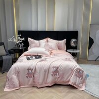 Bộ Chăn Ga Gối Lụa Thái Nằm Mát - Chăn Hè Trần Bông - Set 4 Món Có Mền, Drap 15cm, vỏ gối (ga trải giường hoặc bo chun)