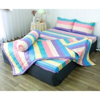 Bộ Chăn Ga Gối Mùa Hè 5 Món Cotton Poly ( Mẫu Kẻ )