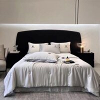 Bộ chăn ga gối mùa hè phi lụa Coco Chanel 4 món mềm mịn, chăn trần bông, mẫu mới nhất