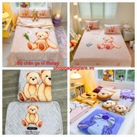 Bộ chăn ga gối nỉ nhung tuyết disney chất đẹp,ga nỉ trải giường chun bọc đệm tới 30cm sẵn tại shopgagoigiare.vn