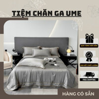 Bộ Chăn Ga Gối Phi Lụa Chăn Chần Thêu Chữ Romantic Mẫu Mới New
