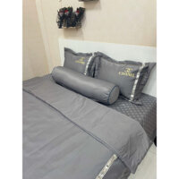 Bộ chăn ga gối phi lụa Chanel cao cấp 5 món sang trọng