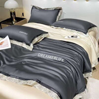 Bộ chăn ga gối phi lụa COCO CHANEL - NEW 2023 chăn trần với thương hiệu đình đám hàng mới về tại Sam