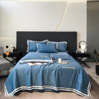 Bộ chăn ga gối phi lụa thêu chanel chăn Trần bông bo chun miễn phí các kích thước hàng mới về tại  shop MH2T STORE