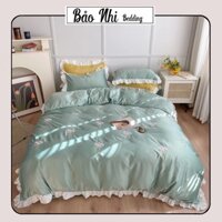 Bộ Chăn Ga Gối Phi Lụa Thêu Hoa Cúc 4 Món - Bảo Nhi Bedding