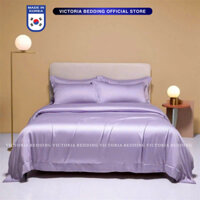 Bộ Chăn Ga Gối Phi Lụa Victoria Bedding Màu Tím Môn Mát Mịn - Thương Hiệu Korea