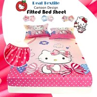 Bộ Chăn Ga Gối Sanrio Hello Kitty Hình Dễ Thương - Chất Liệu Thoáng Mát