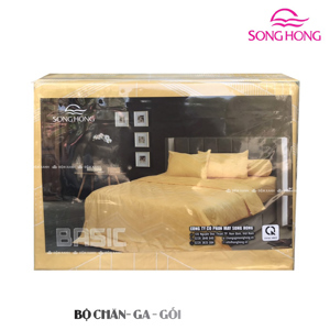 Bộ chăn ga gối Sông Hồng Basic cotton BC20028