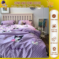 Bộ chăn ga gối Kuromi,Cinnamoroll,melody,gấu dâu, gấu teddy,hello kitty,..- chất cotton mềmmịn set vỏ 4 món SongAnhDecor