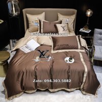 Bộ chăn ga Louis Vuitton mầu nâu