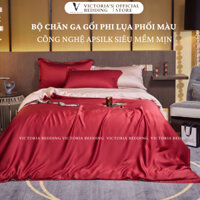 Bộ Chăn Ga Phi Lụa Victoria's Bedding Mix Color RedPink - Công Nghệ APSilk Korea Không Xù Lông