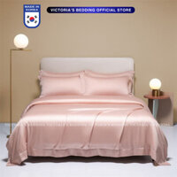 Bộ Chăn Ga Phi Lụa Victoria's Bedding Korea Màu Hồng Phấn Mềm Mịn, An Toàn Cho Da
