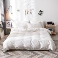 Bộ Chăn Ga Trắng Khách Sạn, Nhà nghỉ chất liệu cotton tici - Màu trắng tinh (loại dày đẹp).