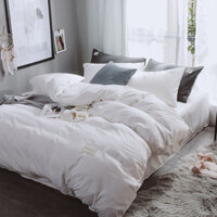 Bộ chăn ga trắng tinh khách sạn, homestay Cotton Tici loại dày