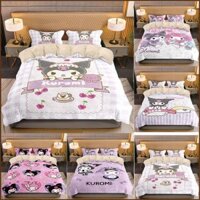 Bộ Chăn Ga Và Vỏ Gối 3 Trong 1 In Hình Sanrio Kuromi Melody Dễ Thương