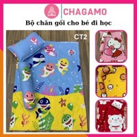 Bộ chăn gối cho bé 0-5 tuổi đi học lớp lá, mầm non có ruột gối mềm mịn, siêu xịn - CHAGAMO