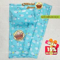 Bộ chăn gối cho bé đi học mầm non tiểu học vỏ vải cotton satin Hàn Quốc bông gòn lông vũ nhân tạo mềm êm (Có túi đựng)