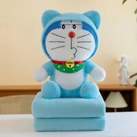 Bộ chăn gối Doraemon gấu kèm mền Gấu bông Capina.868 chăn gối 2in1