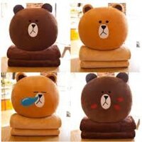 Bộ chăn gối gấu bông Brown Siêu Yêu. Chăn gối ngủ văn phòng gấu Brown 3in1