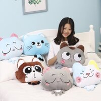 Bộ chăn gối gấu bông hình thú mềm mịn, nhiều mẫu xinh - Gối mèo 3in1