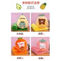 Bộ Chăn Gối Tiện Ích Hoa Quả Mặt Thú Siêu Cute ♥️[HÀNG ĐẸP]♥️ Bộ Chăn Kèm Gối 2 Trong 1