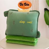 Bộ Chăn Gối Trái Cây Vuông 3in1, Gấu Bông Kèm Chăn (Mền), Gối Ngủ Trưa Văn Phòng, Chăn Gối Văn Phòng Siêu Dễ Thương