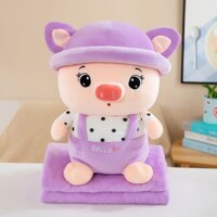 Bộ chăn gối văn phòng 2 trong 1 hình thú, chăn kèm gối hình thú nhồi bông cho bé mang đi học