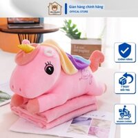 Bộ Chăn Gối Văn Phòng 3in1 Hình Thú- Mền Gối Kỳ Lân Ngựa Ponny 3 Trong 1 Kích Thước Mền 1*1,7m