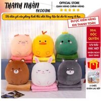 Bộ chăn gối văn phòng đa năng hình gấu bông, chăn kèm gối hình thú nhồi bông tiện lợi cho bé mang đi học Thanh Nhàn