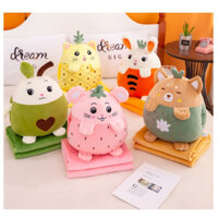 Bộ Chăn Gối Văn Phòng Hoa Quả Đa Năng 2 Trong 1 Siêu Gọn Nhẹ