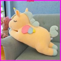 Bộ chăn gối văn phòng ngựa pony vàng, chăn gối gấu bông 2 trong 1, chăn kèm gối hình pony dễ thương cho bé