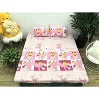 Bộ chăn hè ga gối 1m2 vải cotton poly-mẫu báo hồng