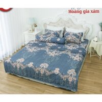 Bộ chăn hè ga gối 1m6 vải cotton poly[có chọn mẫu mới] HỌA TIẾT HOÀNG GIA XÁM