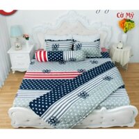 Bộ chăn hè ga gối 1m8 vải cotton poly[free ship] MẪU CỜ MỸ