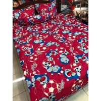 Bộ chăn hè ga gối 4 món dành cho đệm 1m4x2m vải cotton poly-mẫu doremon đá bóng