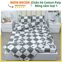 Bộ chăn hè trần bông Mẫu Gấu Nice, ga gối cotton poly 1m2, 1m6, 1m8, 2m2 Drap giường đẹp (được chọn mẫu)
