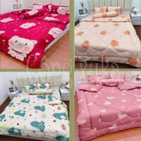 Bộ chăn phao ga gối, grap giường 1m6, 1m8 chất liệu cotton poly nhiều mẫu nhiều màu 2022