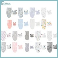 Bộ chăn quấn tã trẻ em DE có mũ cho trẻ sơ sinh 0-3 tháng tuổi Cotton