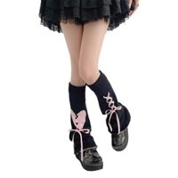 Bộ chân rộng Lolita Tất bé gái cay Y2k Thắt nơ văn hóa Dây rút bắp chân Tất cọc